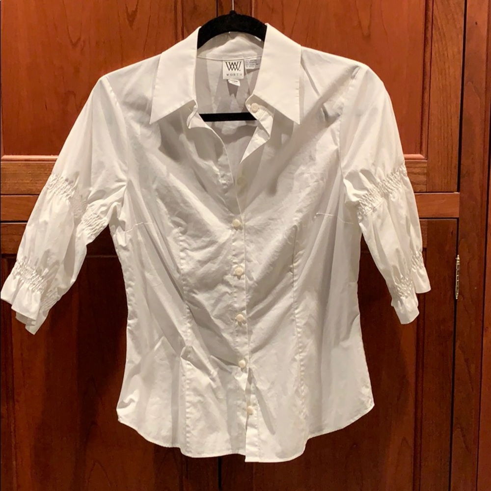 White poet button down
